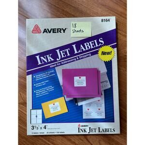 Avery 8164 White Shipping Labels TrueBlock 3-1/3" x 4" White 18 Sheets Only